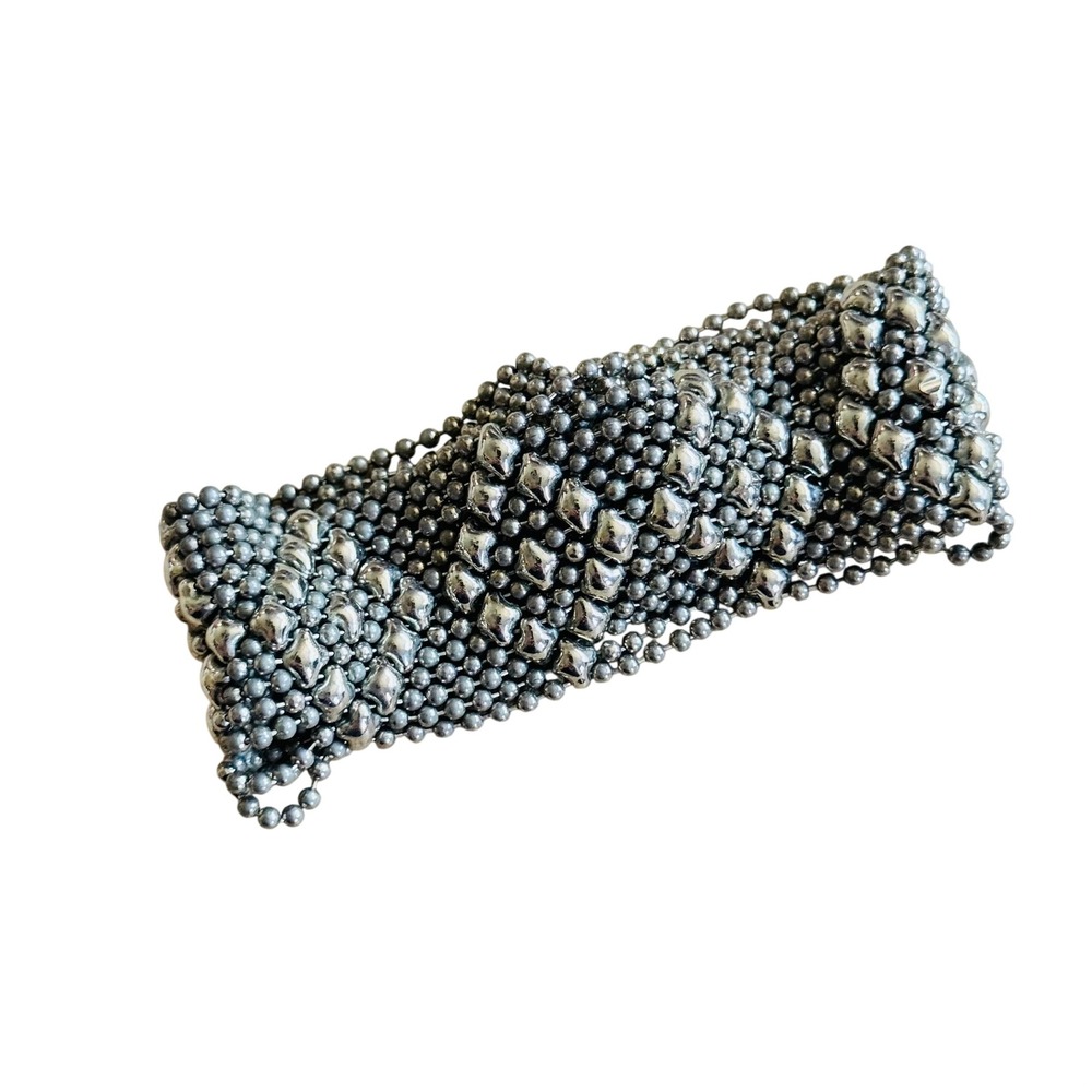Sergio Gutierrez SG Liquid Metal Bracelet Bold Statement Chunky Silver Tone 7"